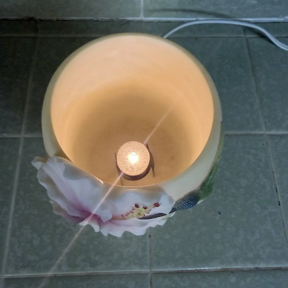 Ibis & Orchid‎ Hummingbird Hibiscus Accent Night Light Lamp Sculpted Resin 5in